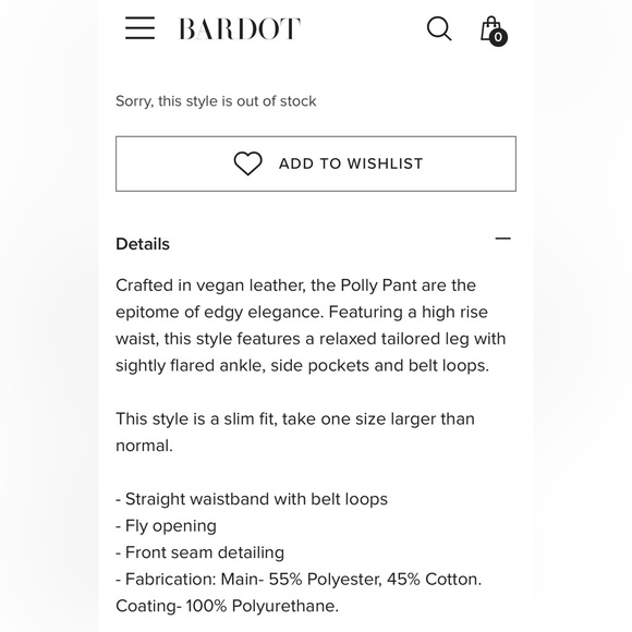 New Bardot Polly Vegan leather high rise trousers in black Size M (US size 6) - Picture 8 of 8